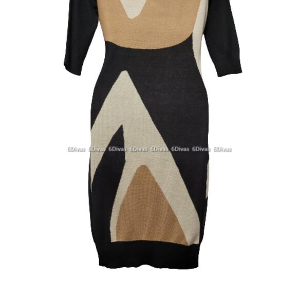 𝅺BLACK and Brown Body Con Sexy Sweater  Dress  Sizes M     L     XL   - NWT - Picture 5 of 6